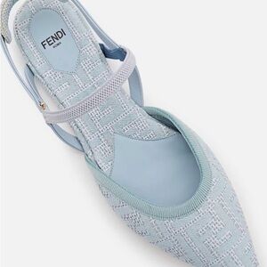 Fendi Women's Light Blue Signature F Slingback Shoes
